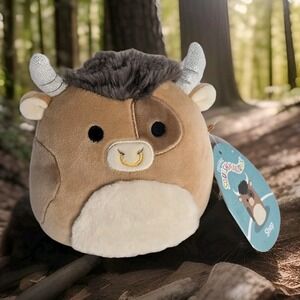 Squishmallows "SHEP" The Bull Plush Highland Cow 8" Kellytoy 2023 Brown NWT